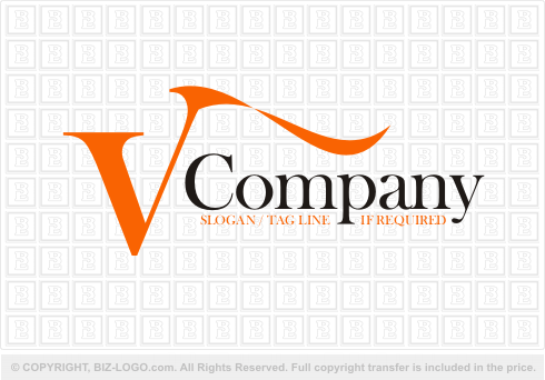 Logo 2087: Orange Letter V Logo