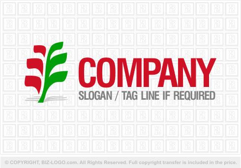 Logo 1611: Red and Green Plant Logo