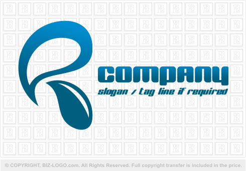 Logo 1465: Letter R Leaf Logo