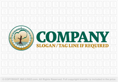 Logo 2152: Compass and Tree Logo