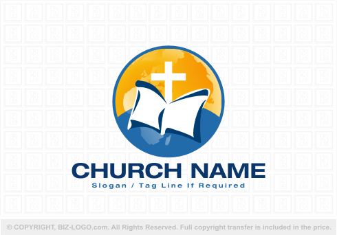 Logo 3412: World, Cross and Bible Logo