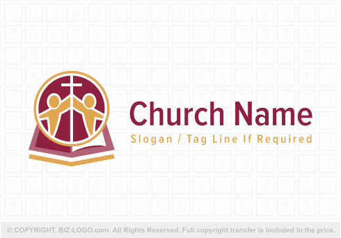Logo 3406: Open Bible, Cross and People Logo