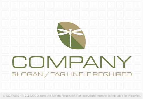 Logo 4233: Dragonfly and Leaf Logo
