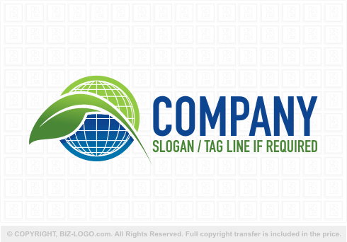 Logo 4151: Leaf Over a Globe Logo