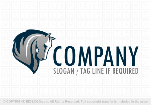 Logo 4195: Blue and Silver Horse Logo