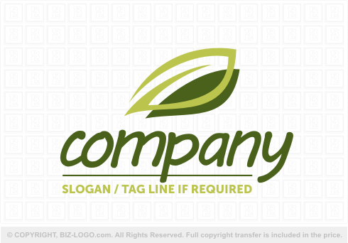 Logo 4289: Two Green Leaves Logo