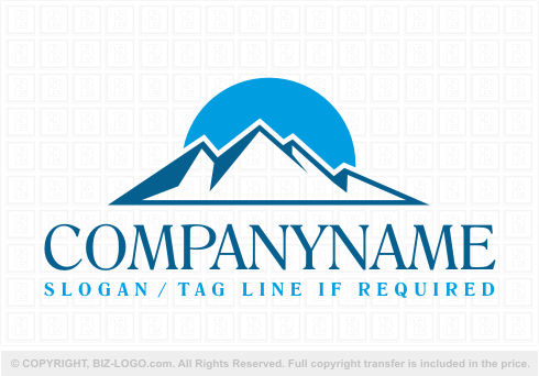 Logo 3595: Blue and White Mountain Logo