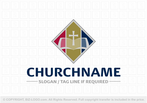 Logo 4532: Simple Cross and Bible Logo