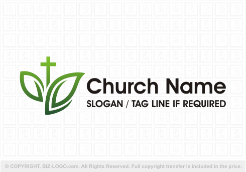 Logo 4533: Cross and Plant Logo