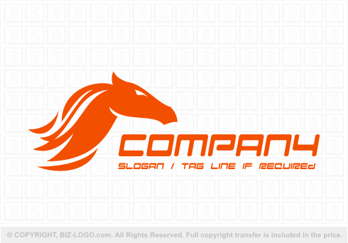 Logo 5210: Orange Flames Horse Logo