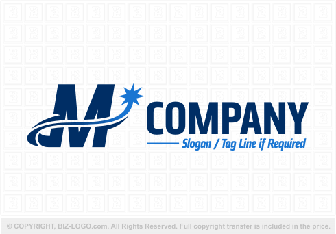 Logo 5142: Letter M Ribbon and Star Logo