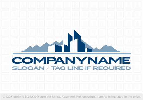 Logo 5299: Buildings and Mountains Logo