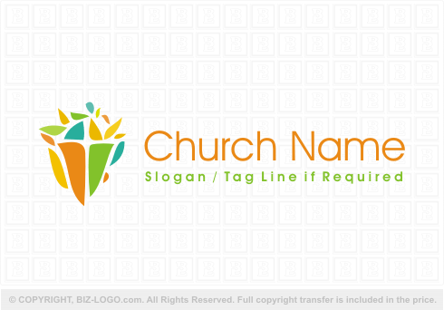 Logo 5674: Colorful Church Cross Logo