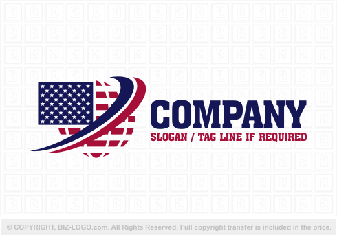 Logo 6166: Flag and Globe Logo