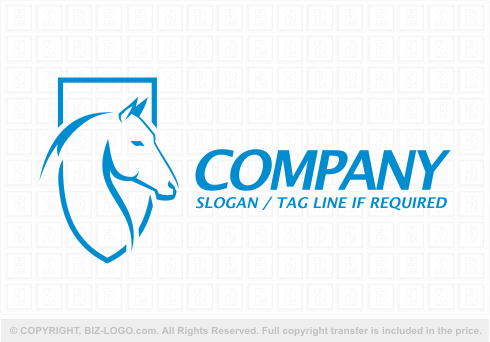 Logo 6430: Blue Horse and Shield Logo