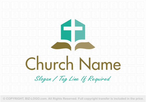 Logo 7453: Church Logo with Open Bible