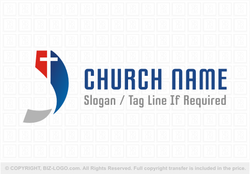 Logo 7443: Red and Blue Church Cross Logo