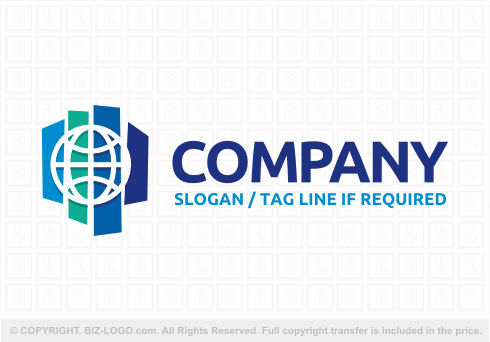 Logo 6895: Globe, Segmented Background Logo