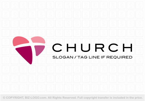 Logo 8067: Heart Shaped Church Logo