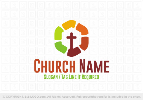 Logo 8196: Colorful Stone Church Logo