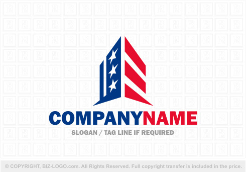 Logo 8231: USA Flag Construction Logo