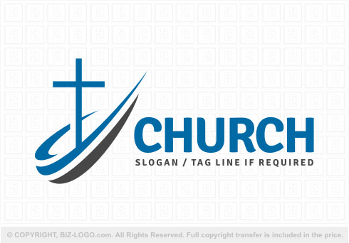 Logo 8150: Black and Blue Swoosh Church Logo