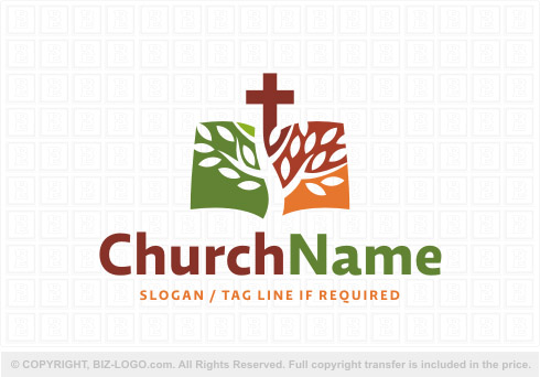 Logo 8151: Bible and Cross Church Logo