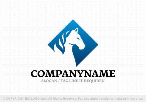 Logo 7650: White and Blue Horse Logo