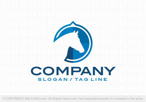 Logo 8335: Blue and White Horse Crest Logo
