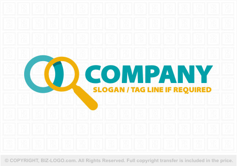 Logo 8370: Magnifying Glass Blue And Yellow Logo 