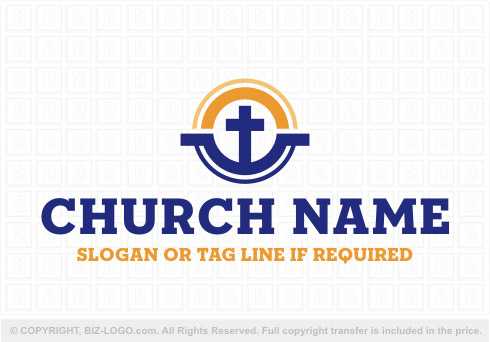 Logo 8587: Yellow And Blue Church Logo
