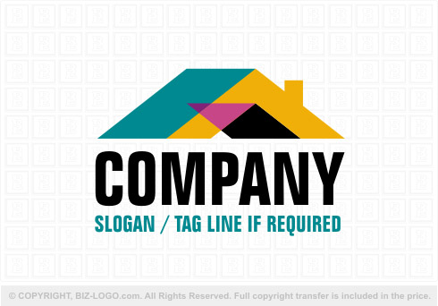Logo 8495: Colorful Roof Construction Logo