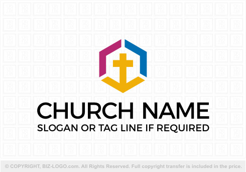 Logo 8480: Colorful Hexagon Church Logo