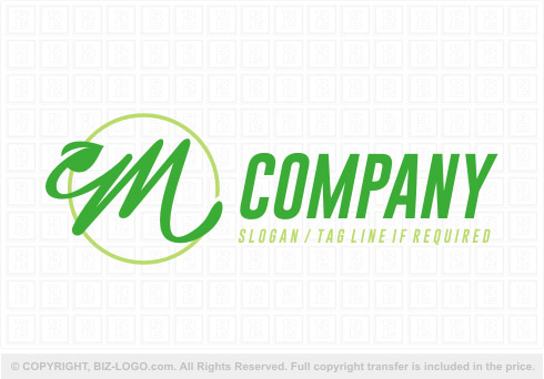8670: Green Leaf Letter M Logo