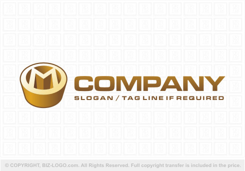 Logo 8682:  Gold Cylinder Letter M Logo