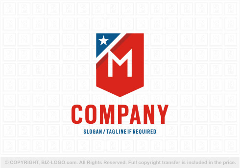 8685: Red Shield Letter M Logo