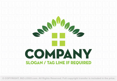 Logo 8694: Green Leaves Construction Logo
