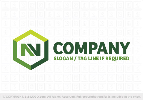Logo 8707: Green Hexagon Letter N Logo