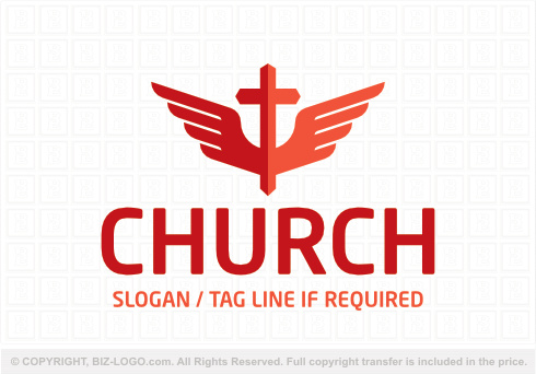 Logo 8807: Flame Red Wings Church Logo