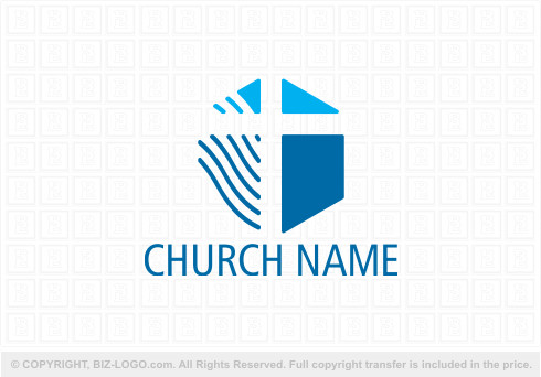 Logo 9337: Blue Hexagon Church Logo