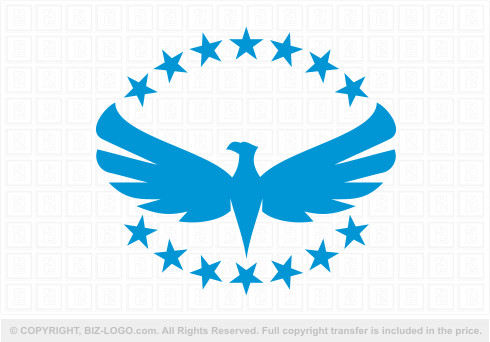 Logo 9338: Blue Stars Eagle Logo