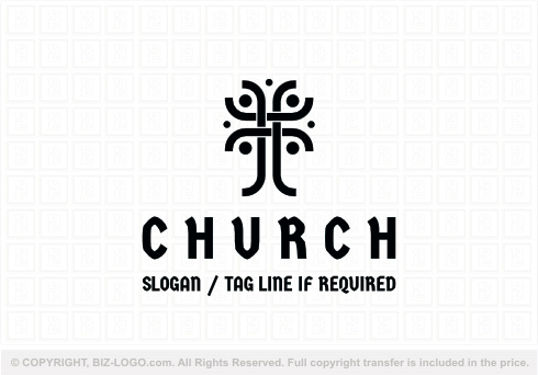 Logo 9003: Decorative Tree Cross Church Logo