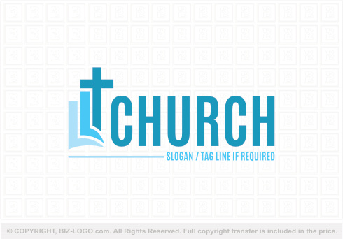 Logo 9007: Blue Cross And Book Church Logo