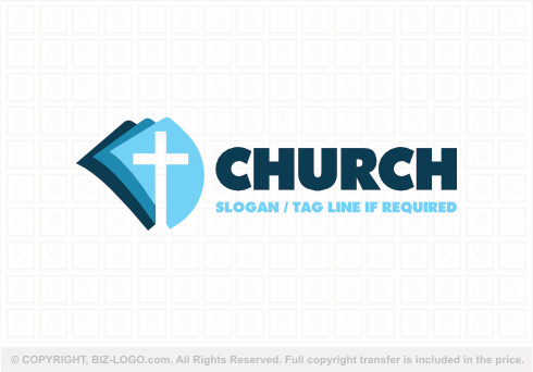 Logo 9315: 3D Blue Church Logo