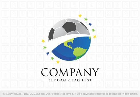Logo 9388: Football Shaped Globe Logo
