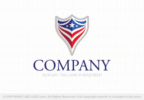 Logo 9160: 3D Shield USA Flag Logo