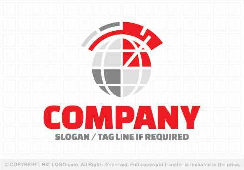 Logo 8976: Red and Grey Globe Logo