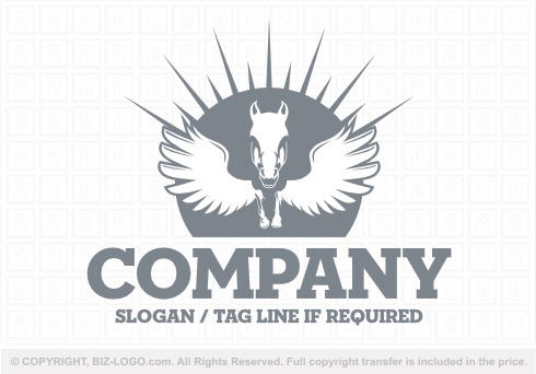 Logo 8854: Grey Winged Horse Logo