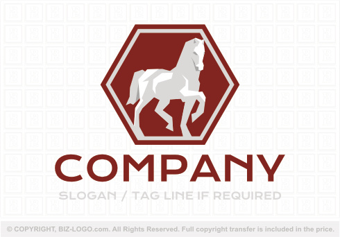 Logo 8855: Hexagon Elegant Horse Logo
