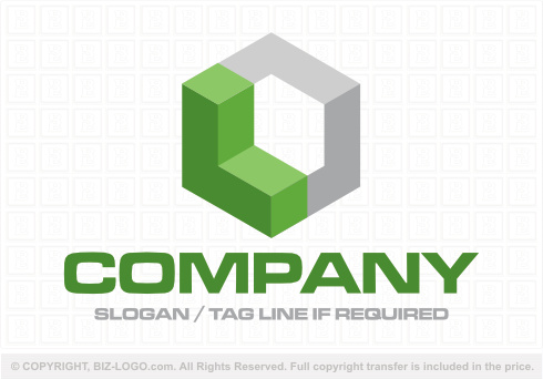 Logo 8792: Green Hexagon Letter L Logo